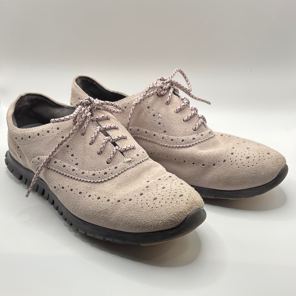 Cole Haan Zerogrand Wingtip Beige Suede Oxford Shoes Women's size 7